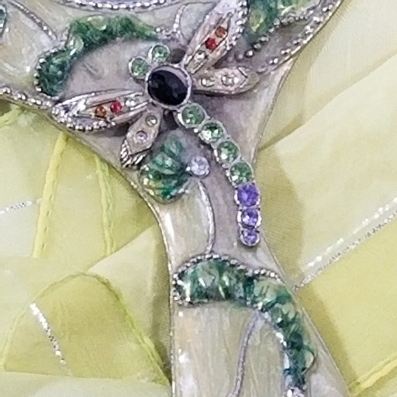 Jeweled Hand Held Vanity Mirror Ornate EUC - Picture 7 of 8